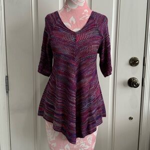 Faded Glory Acrylic Chevron-herringbone Purple Color Block Beach Knit - S